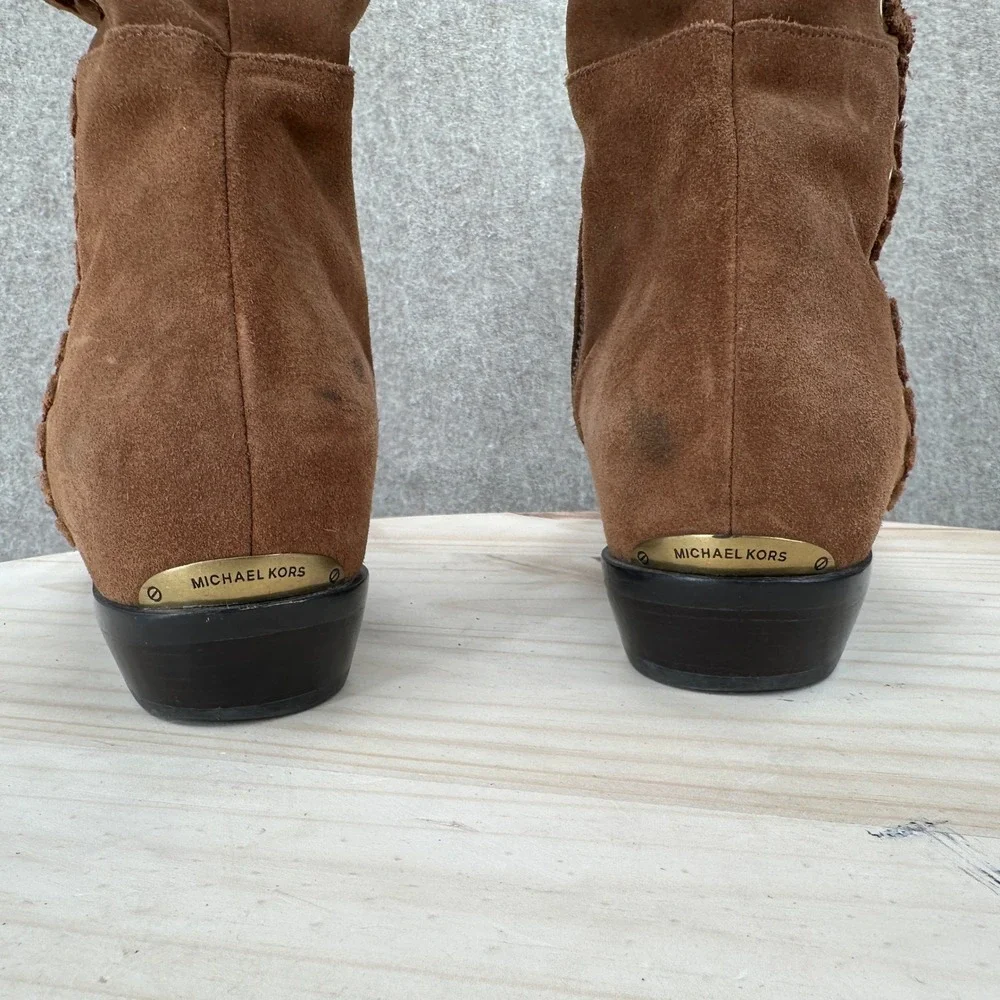 Michael Kors MALIN Over The Knee Boots 9 Suede Grommet Whipstitch Low Heel